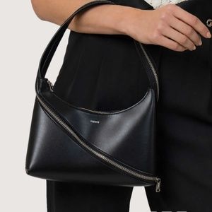 NWOT Coperni Leather Zip Baguette Shoulder Bag Black with Dust Bag